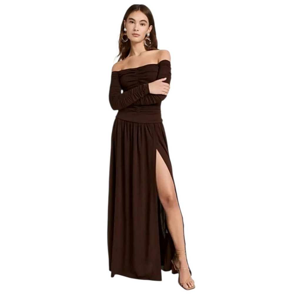 Tanya Taylor Marla Ruched Maxi Fit and Flare Dress Womens Size 6